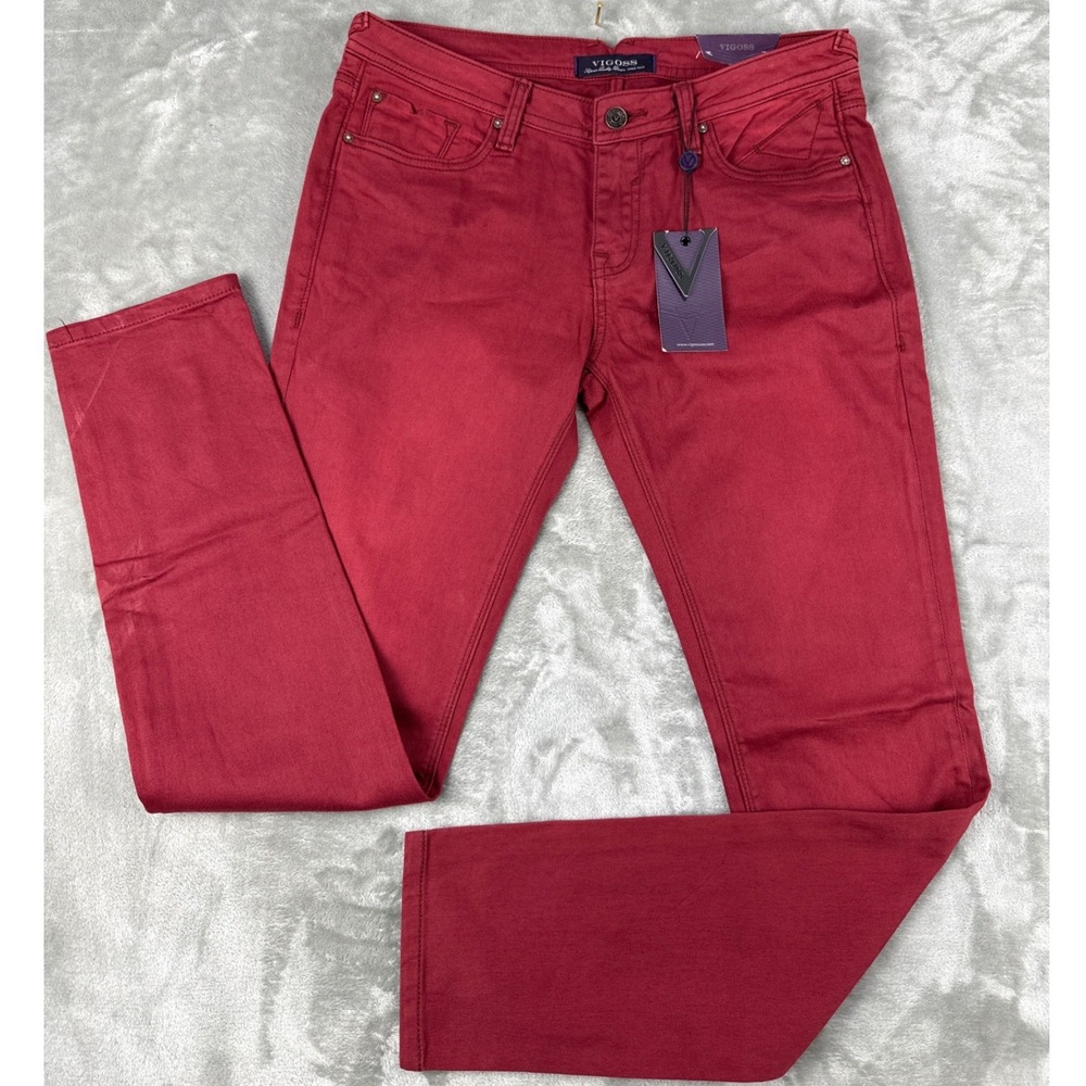 Vigoss Skinny Jeans Womens 30 Red Stretch Denim Mid Rise NWT
